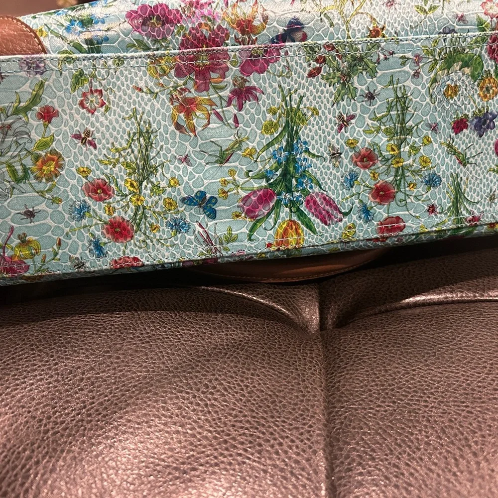 Gloria Vanderbilt Floral Blue and Brown Women’s Large Tote NWOT - Picture 5 of 6